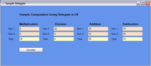 دانلود سورس کد ماشین حساب با استفاده از Delegate در سی شارپ